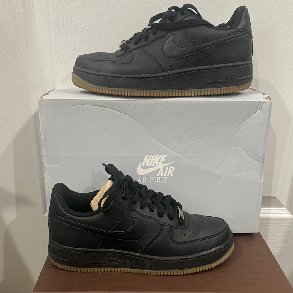 Nike Air Force 1  Black Shoes (GS) 6.5Y